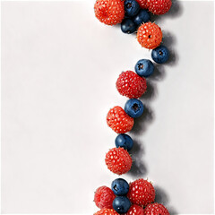 Various rasp and blue berries on a transparent background 