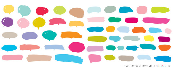 Cute vector speech bubble colorful set,Hand drawn set of speech bubbles with handwritten for book ,card, business, poster design. Vector illustration design for fashion fabrics,cute doodle