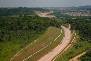Aerial view of the construction of Rodoanel of Sao Paulo