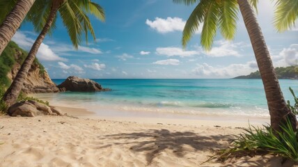 Fototapeta premium Tropical beach blur, summer scene