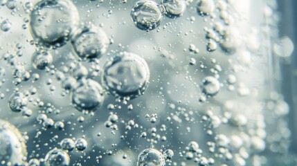 A close-up view of fizzing bubbles rising in a carbonated beverage, capturing the effervescence of the moment.