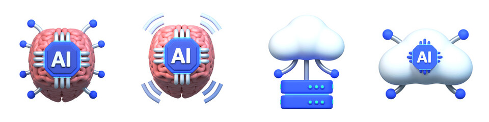 3D Icon Robot artificial intelligence isolated on the white background