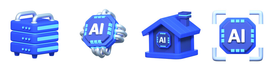 3D Icon Robot artificial intelligence isolated on the white background