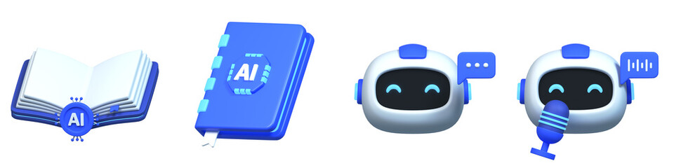 3D Icon Robot artificial intelligence isolated on the white background