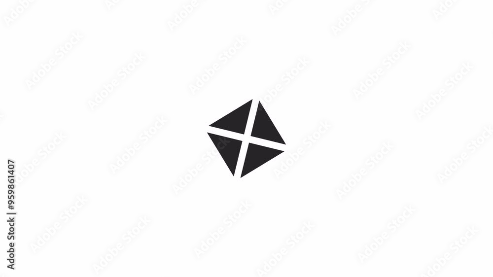 Poster triangles assembling in square loading animation black and white. software data animated element mon