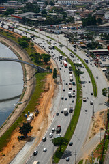 Aerial view of Tiete and Pinheiros Marginal avenue in Sao Paulo