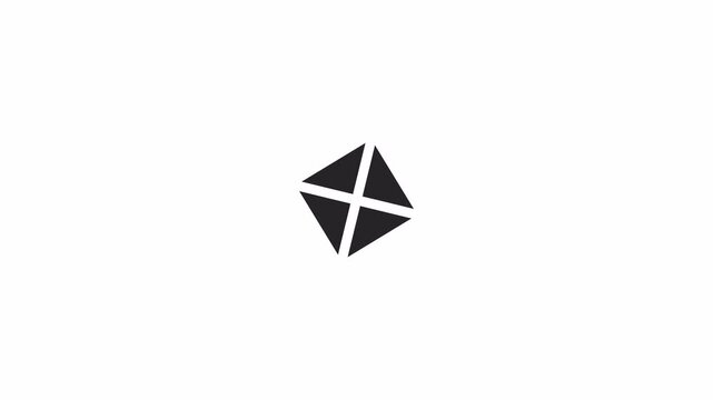 Triangles assembling in square loading animation black and white. Software data animated element monochrome abstract 4K video motion graphic isolated. Geometric shape loader download upload