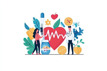 Fototapeta premium World Diabetes Day Awareness Isolated On White Background. Vector Illustration In Flat Style. generative ai