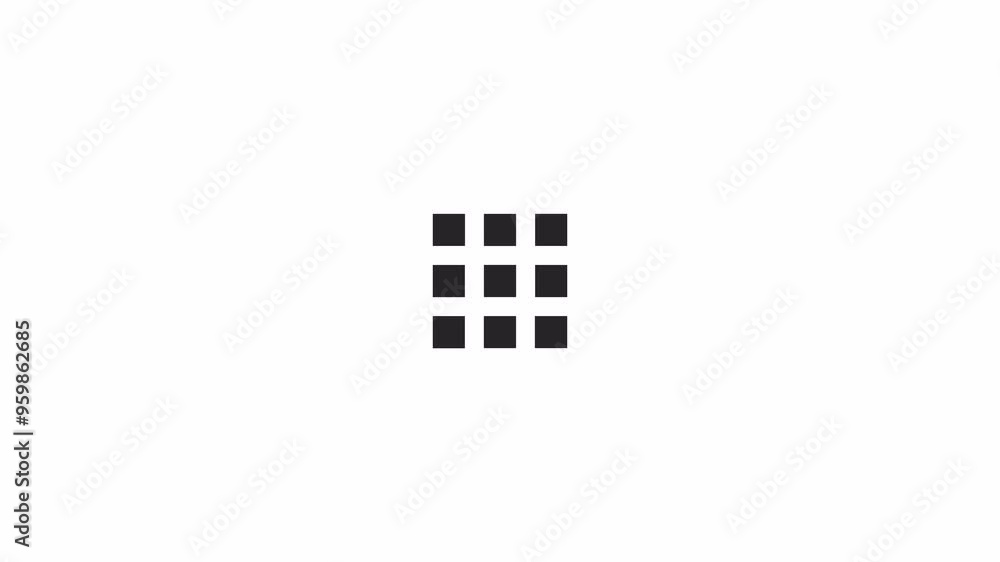 Poster gathering square of smaller parts loading animation black and white. business data update animated e
