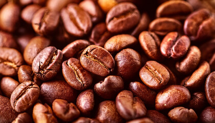 Coffee background. Close up of roasted coffee. Soft focus