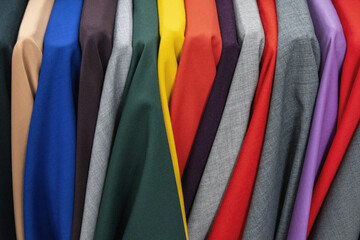 Colorful textile on display for sale at Dongdaemun Market near Seoul, South Korea 