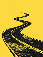 winding road on a yellow background race track