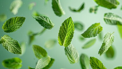 Naklejka premium Fresh Mint Leaves Motion