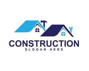 Construction architecture building logo icon design, home renovation and repair logo, handyman, house remodeling, real estate logo, property, roofing, painting, home decor logo design