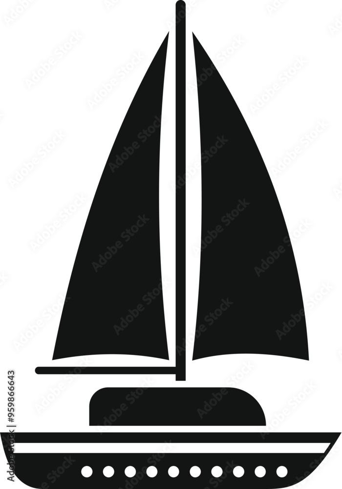 Canvas Prints Simple black silhouette of a sailboat sailing across the water