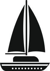 Simple black silhouette of a sailboat sailing across the water