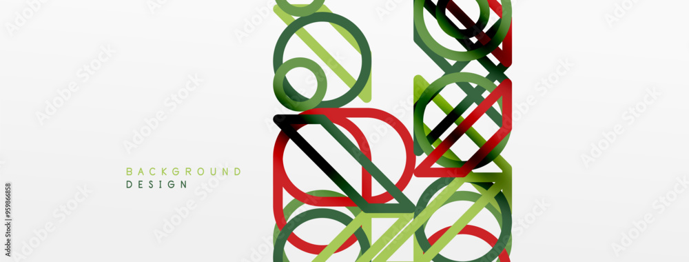Poster abstract background - colorful circle lines technology or business digital template