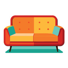 Modern Cozy Couch Living Room Design Vector Illustration