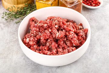 Raw beef minced meat for cooking