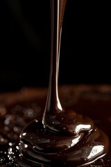 Obraz premium Luxurious Flow Melted Dark Chocolate