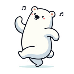 Adorable Polar Bear Character Cute Kawaii Animal Flat Vector Illustration 