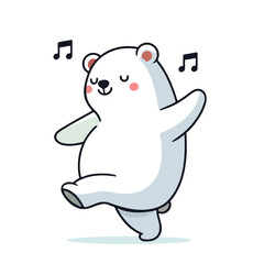 Adorable Polar Bear Character Cute Kawaii Animal Flat Vector Illustration 
