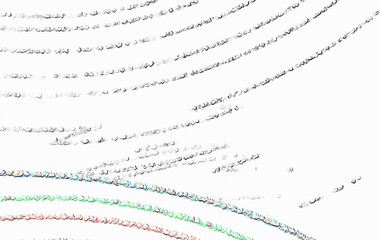 Artistic abstract painting with curved colorful tiled lines. On white background.