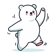 Cute vector illustration of a Polar bear flat style