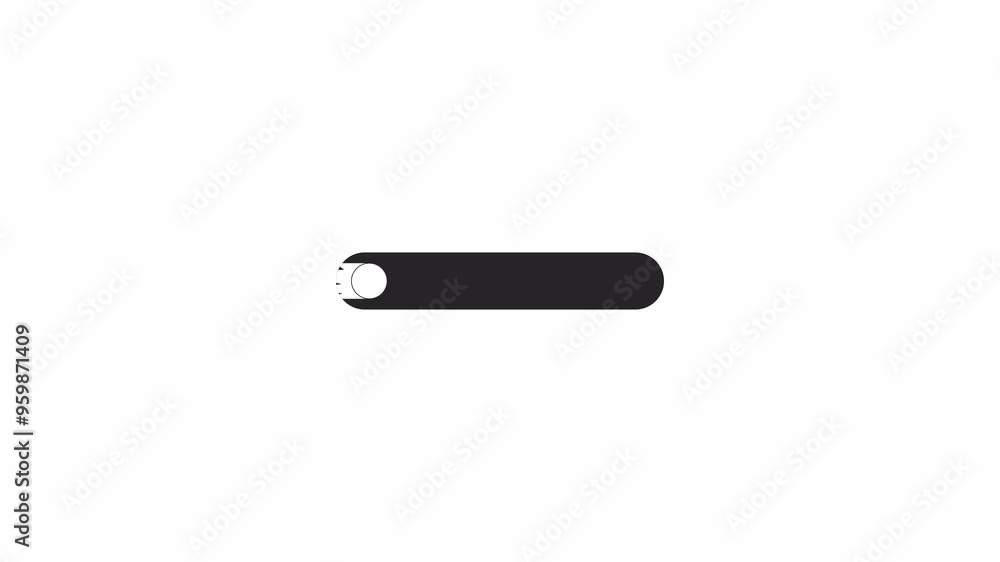 Poster meteor flying along horizontal bar loading animation black and white. cosmic theme animated element 
