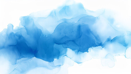 Abstract watercolor background of blue color on a white background.