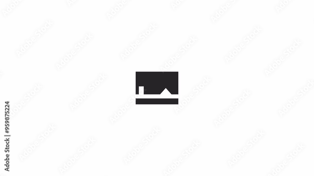 Poster rectangle jumping over triangle loading animation black and white. offline mode animated element mon