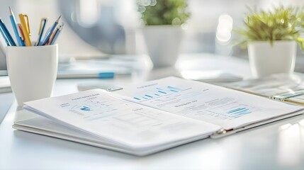 Obraz premium Business Report with Charts and Graphs on Desk