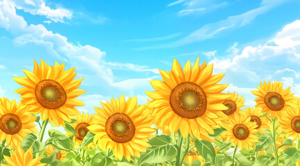 Fototapeta premium Vibrant Sunflowers Under a Clear Blue Sky abstract wallpaper 