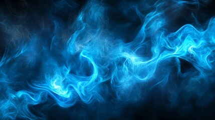 Obraz premium Captivating blue smoke swirls gracefully against a dark background, creating a mesmerizing visual effect full of tranquility.