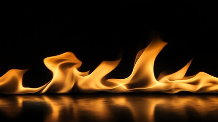 Close-up view of vibrant flames against a dark background, showcasing the dynamic energy and warmth of fire.
