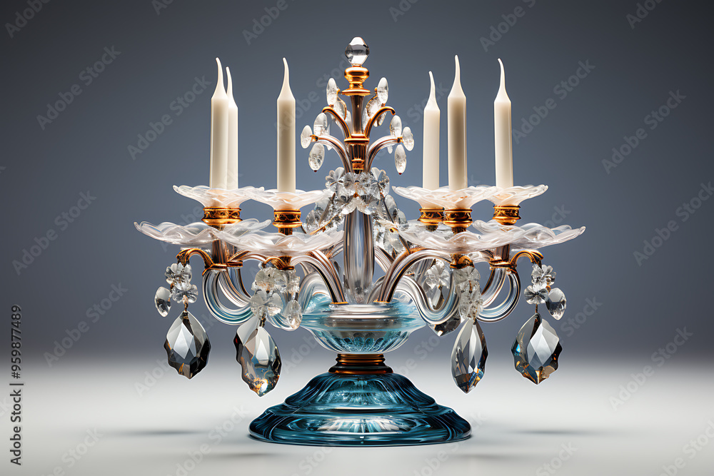 Wall mural crystal candelabra isolated on transparent background.