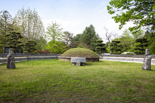 Chuncheon-si, Gangwon-do, South Korea - April 29, 2021: Spring view of General Nami's Tomb at Nami Island