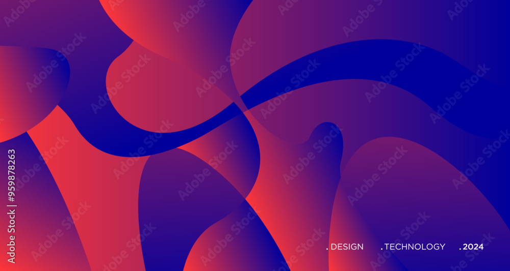 Wall mural 3d red geometric fluid abstract background. minimalist modern graphic design element cutout style co