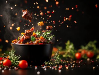 Beef Bourguignon  A French beef stew cooked in red wine, from Burgundy, France