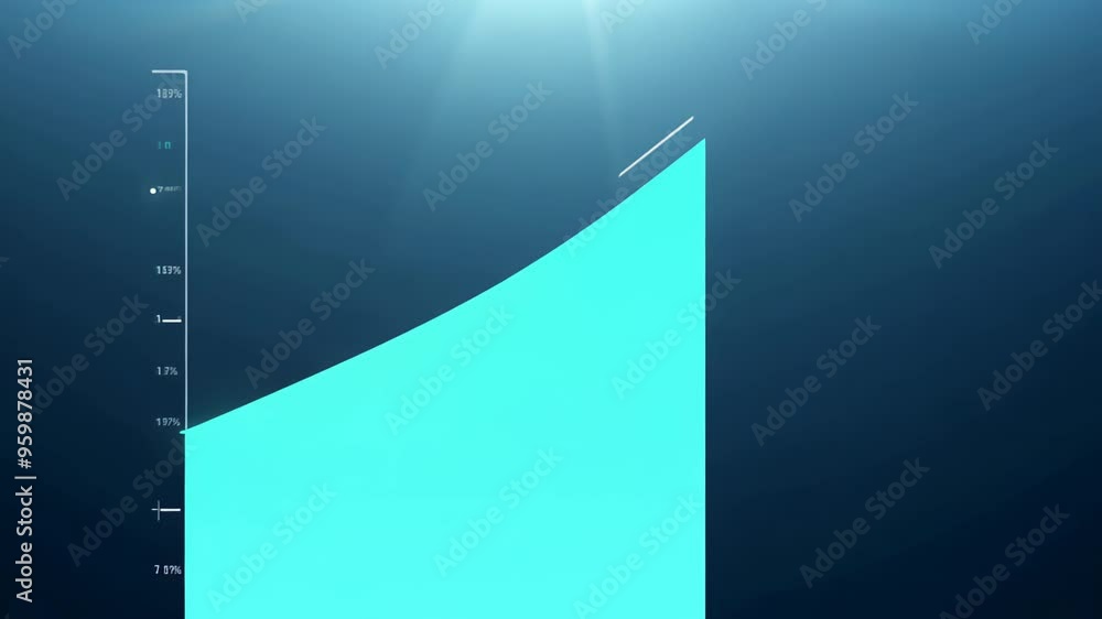 Aufkleber bright, upward-sloping bar graph against a dark background, illuminated by a soft light source from 