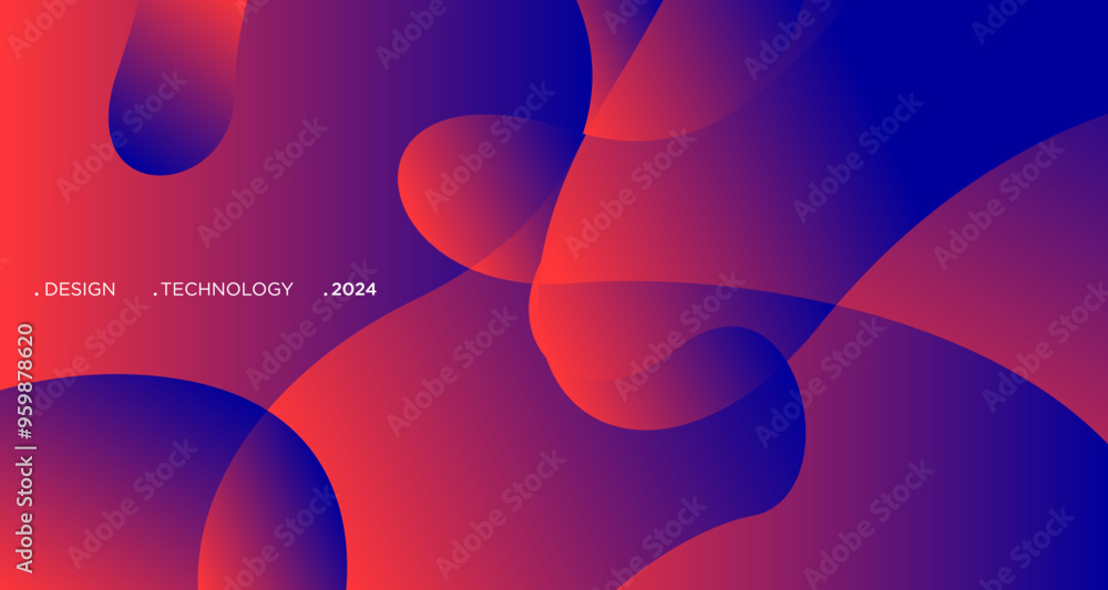 Wall mural 3d red geometric fluid abstract background. minimalist modern graphic design element cutout style co