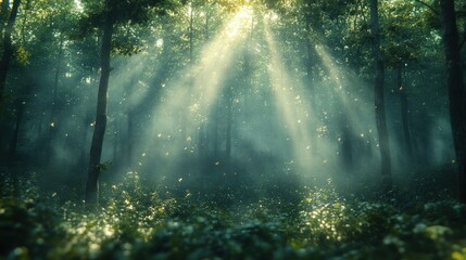 Naklejka premium Mystical Forest Sunlight
