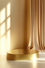 High-End Product Display on an Empty Gold Podium for a Bold and Prestigious Statement