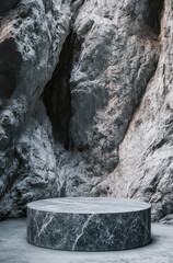 Elegant Product Presentation with an Empty Granite Podium for a Solid and Timeless Display