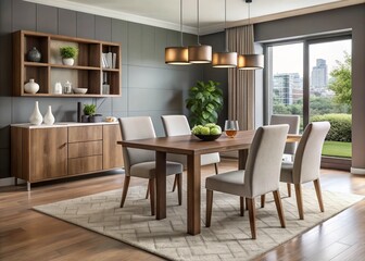 Modern living just got a whole lot easier with this dining set, boasting a rectangular table, four