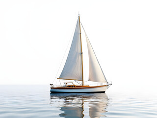 White Sailboat Boat On The Water On a White Background Graphic Design 