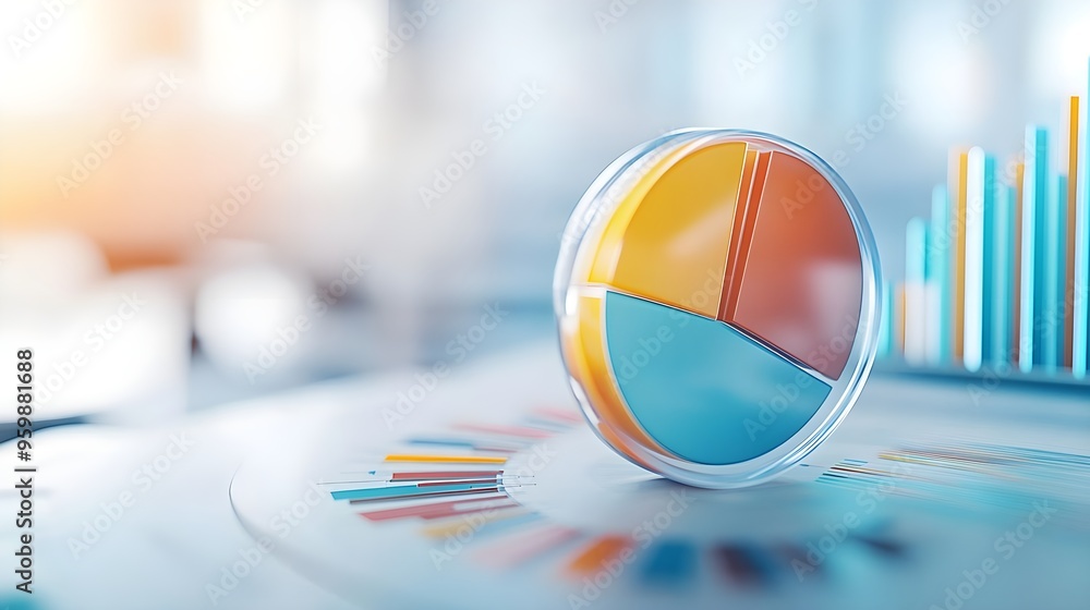 Poster 3d pie chart business data analysis report