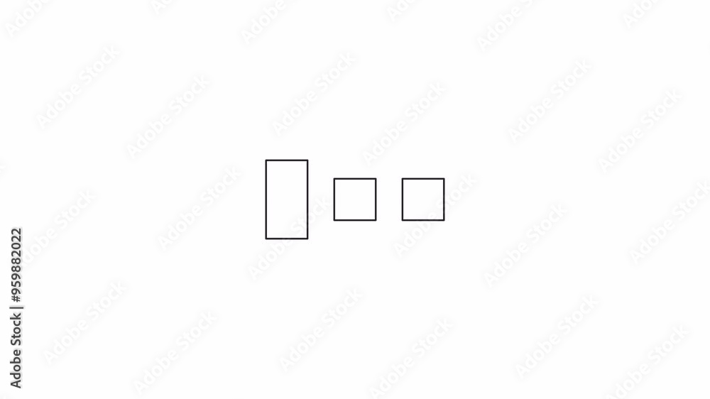 Poster rectangle changing squares consecutively loading animation black and white. data upgrading animated 