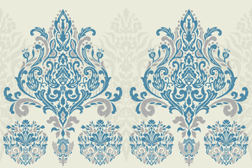 Motifs African paisley boho Floral Ikat seamless pattern embroidery border. Ethnic ikat saree sarong  flower design for Ikat pattern and Ethnic Pattern.Border indian floral Aztec embroidery patterns.