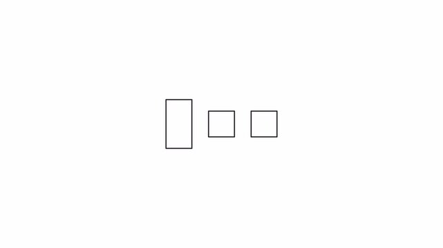 Rectangle changing squares consecutively loading animation black and white. Data upgrading animated element monochrome abstract 4K video motion graphic isolated. Duration loader download upload